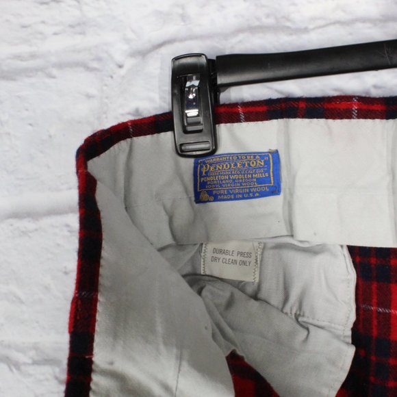 Vtg Pendleton Men's Red Black 100% Virgin Wool Pants Slacks Size 34 - Picture 4 of 8